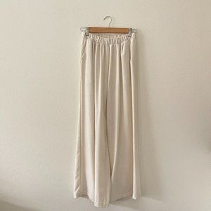 OZMA Crop Wide Leg Pants, Silk Noil, Natural